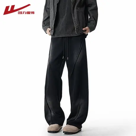 回力美式裤子男士夏季2025新款阔腿运动卫裤男生宽松直筒休闲长裤图片