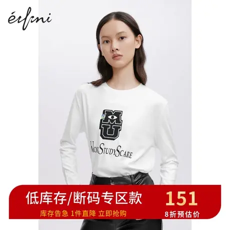 伊芙丽T恤女年春秋新款长袖圆领时尚印花休闲上衣女1B7501351🥃图片