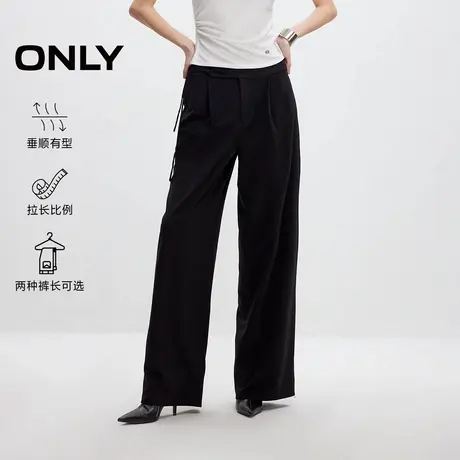 ONLY奥莱2025夏季新款新中式盘扣设计宽松阔腿休闲裤女商品大图
