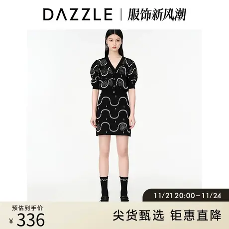 DAZZLE地素奥莱春季黑色针织a字半身裙短裙包臀裙子半步裙女图片