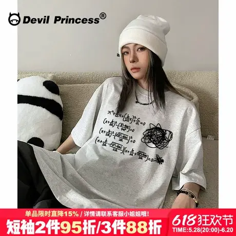 美式街头风潮牌大版宽松灰色短袖t恤女2025新款无性别穿搭上衣夏商品大图