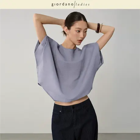 GL2025夏季新款亚麻衬衫女棉麻不规则下摆圆领连袖衬衫女02345026图片