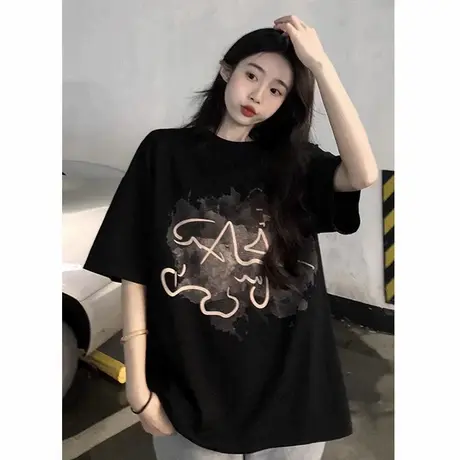 爆款大码300斤纯棉t恤女2025新款夏季宽松短袖显瘦ins潮牌上衣服图片