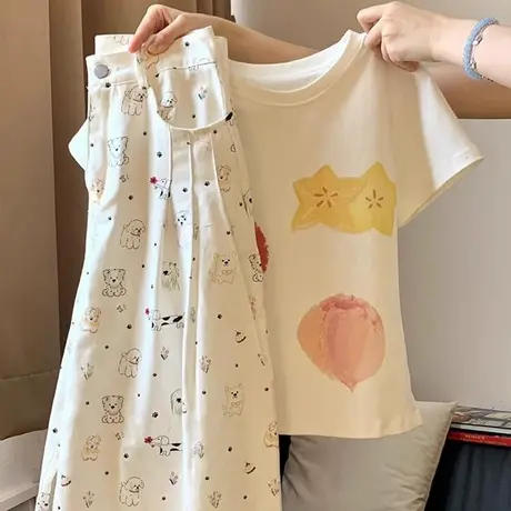 小个子短款短袖T恤女夏季韩版修身内搭打底衫个性趣味印花上衣潮商品大图