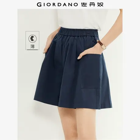 佐丹奴裙子女装弹力棉梭织大口袋松紧腰薄裙裤短裤 05404307商品大图