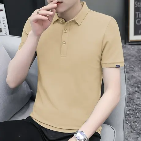 夏季冰丝polo衫男短袖2025新款纯色翻领t恤男潮牌半袖凉感上衣服商品大图