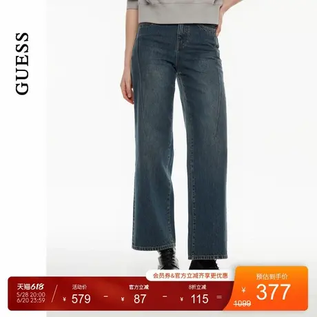 GUESS女士线条设计感显瘦直筒牛仔裤-W4PA2ED51V0图片
