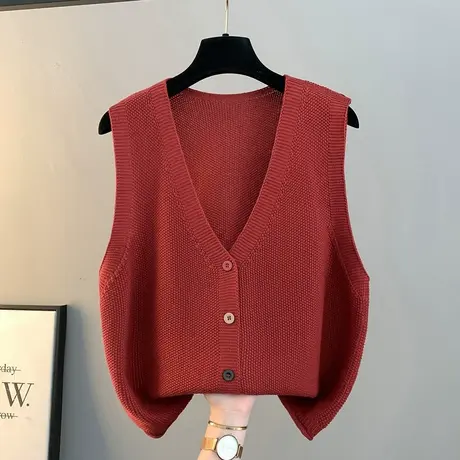 2025春秋新款韩版宽松休闲彩色单排扣针织开衫马甲背心坎肩外套潮商品大图