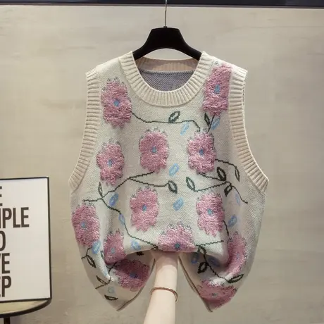 圆领针织马甲背心女2025春秋新款宽松外穿马夹大码外搭毛衣坎肩潮商品大图