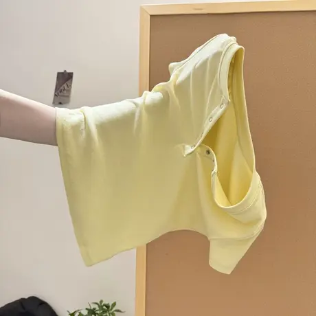 纽扣设计感小众短袖T恤女夏季修身韩版小个子短款圆领正肩上衣潮商品大图