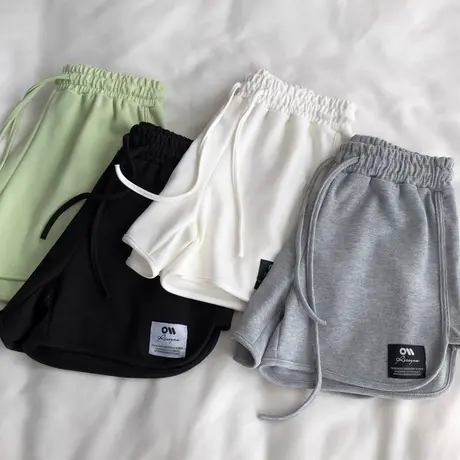 韩版高腰宽松休闲短裤女夏装2025新款百搭小个子休闲运动沙滩热裤商品大图