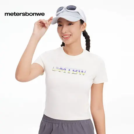 【交个朋友】美特斯邦威女2025夏季新款百搭简约短款图案短袖T恤图片