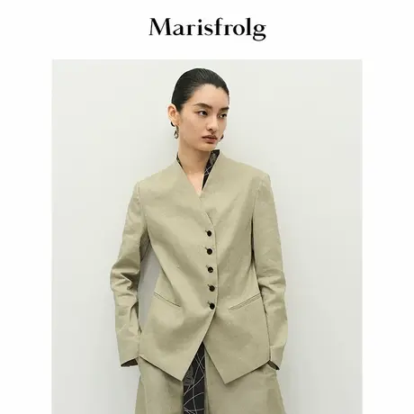 【无压力职场】Marisfrolg玛丝菲尔2025夏新款无领修身西装外套商品大图