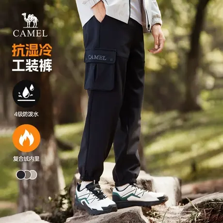 骆驼男装束脚工装裤男2025新款秋冬季加绒保暖防泼水宽松休闲长裤图片
