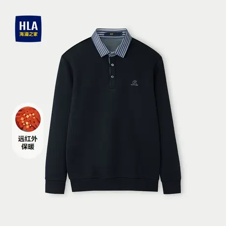 HLA/海澜之家保暖针织衫男保暖远红外微弹稍厚双领假两件上衣男商品大图