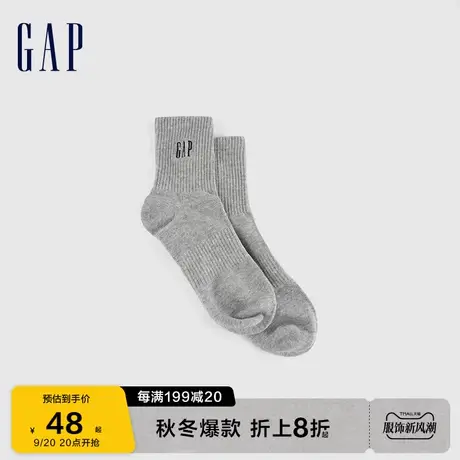 Gap男装秋季2023新款LOGO罗纹针织休闲中筒袜837325透气吸汗短袜商品大图