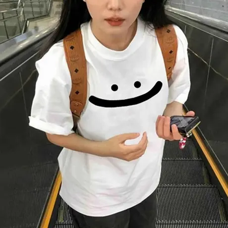 趣味卡通印花短袖T恤女夏季宽松韩版内搭打底衫纯棉半袖上衣ins潮商品大图