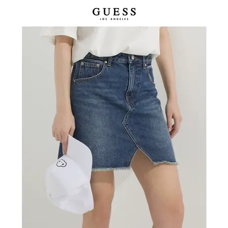 【38上新季】GUESS  女时尚百搭显瘦极简开叉通勤牛仔半身裙商品大图