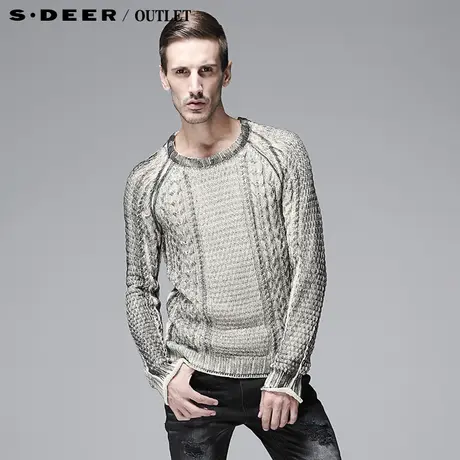 【多件多折】sdeer圣迪奥专柜正品男春做脏做旧纯棉针织衫3373556图片