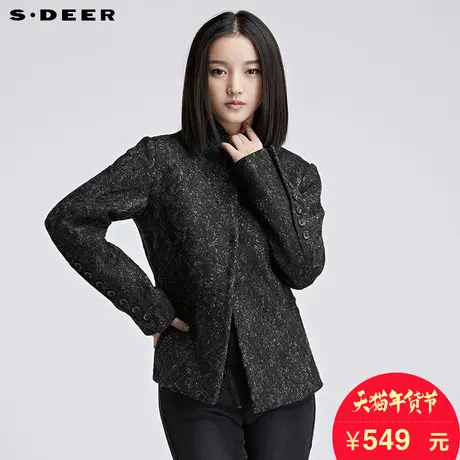 s.deer【商场同款】圣迪奥女装商务休闲毛呢西装外套S16482226图片