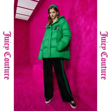 Juicy Couture橘滋春夏新款女装上衣外套绿色便携轻印花羽绒服女商品大图