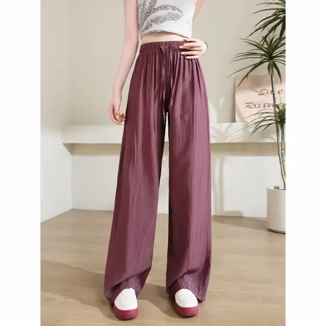 时尚气质休闲裤2024年夏季新款高腰显瘦百搭宽松直筒休闲薄款长裤商品大图