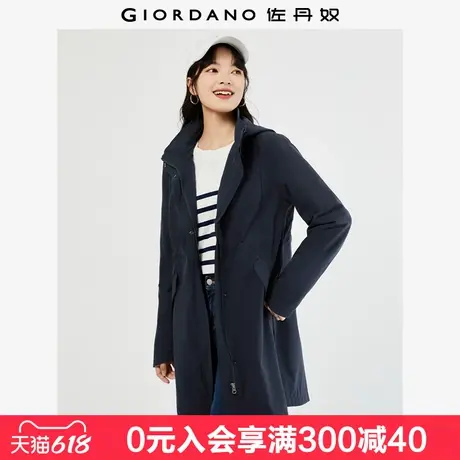 佐丹奴运动外套女新款露营棉感夹克可收腰可卸帽长款风衣05373724商品大图