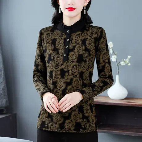加绒打底衫女冬装2025年新款时尚洋气妈妈上衣长袖T恤女内搭小衫图片