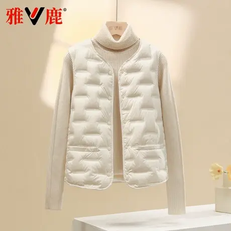 雅鹿2024秋季新款羽绒服女中老年妈妈圆领轻薄款马甲修身内胆马夹商品大图
