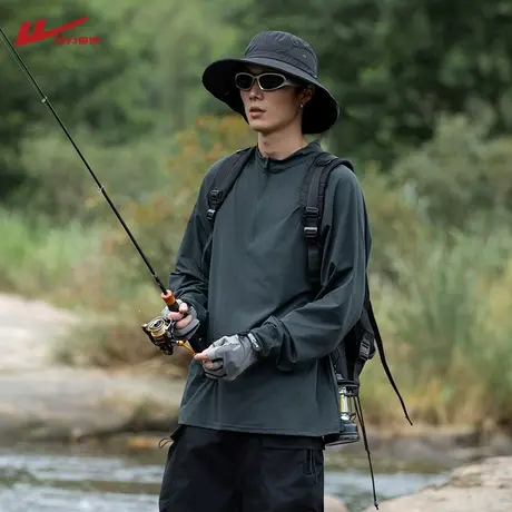 回力冰丝运动长袖t恤男士夏季薄款速干户外防晒登山体恤衫训练服图片