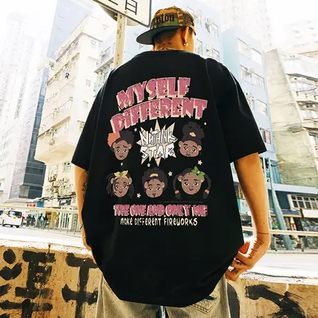 Nuthink西海岸说唱高街宽松t恤男潮美式短袖潮牌潮流大码半袖春季图片