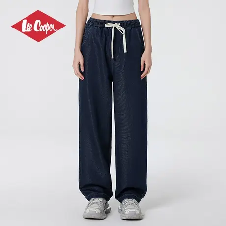Lee Cooper/李库珀 休闲复古牛仔裤女夏季宽松阔腿裤潮流直筒长裤图片