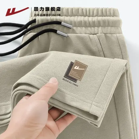 回力卡其色短裤男款夏季纯棉五分裤男宽松休闲男士大裤衩外穿潮H图片