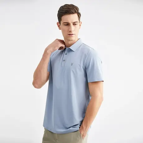 【凉感透气】花花公子翻领polo衫短袖男商务休闲纯色透气短袖T恤商品大图