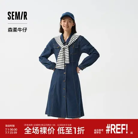 森柔牛仔|森马牛仔连衣裙女披肩气质学院工装风春港味中长裙潮流商品大图