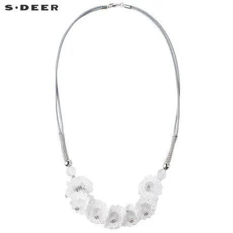 【新品】sdeer圣迪奥女装优雅愫白花饰装饰项链S17384333图片