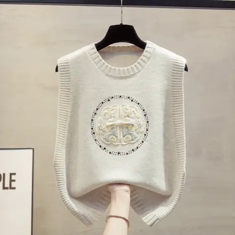 圆领针织马甲背心女2025春秋新款宽松外穿马夹叠穿国风毛衣坎肩潮图片