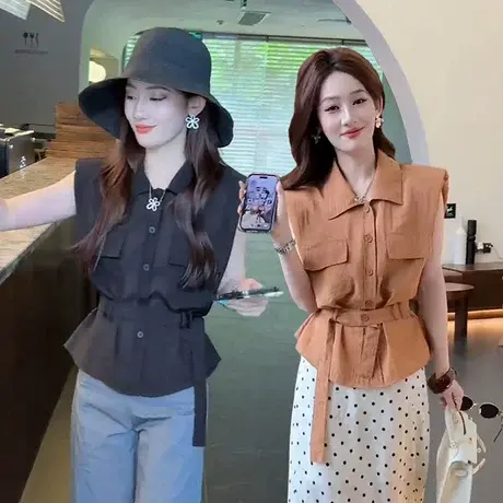 法式收腰衬衣女款2025新款爆款轻奢高级感气质小飞袖衬衫女上衣服图片