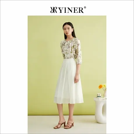 【博主同款】YINER音儿专选2024夏季天丝莱赛尔A字垂感半身裙商品大图