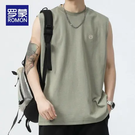 罗蒙无袖背心男士2024新款夏季男款t恤潮牌凉感冰丝宽松运动上衣图片