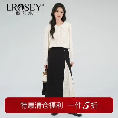 【法式娃娃领磨毛蕾丝衫】蓝若水大码女装秋季新款高级感气质衬衣商品大图