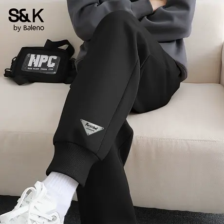 班尼路S&K束脚卫裤男款重磅棉感针织运动裤2025春秋季休闲裤子男图片