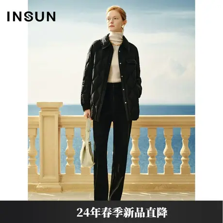 INSUN恩裳专选春季时尚菱格直充绒白鹅绒羽绒服商品大图