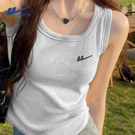 回力背心女夏2025新款收腰显瘦美背运动健身吊带高弹力打底上衣A商品大图