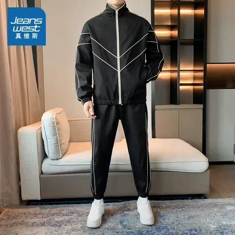 VF真维斯男款两件套2025春季新款潮流男装长袖立领外套长裤套装男图片