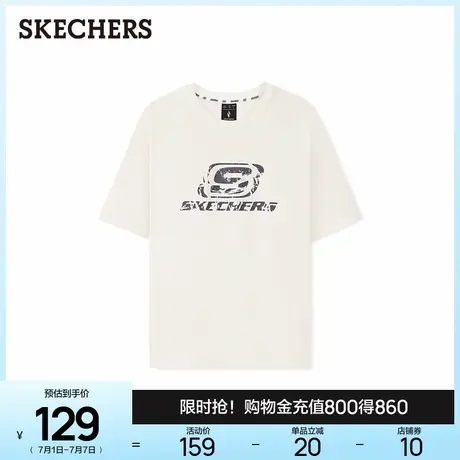 Skechers斯凯奇夏男女同款柔软舒适短袖字母印花T恤衫运动打底衫商品大图