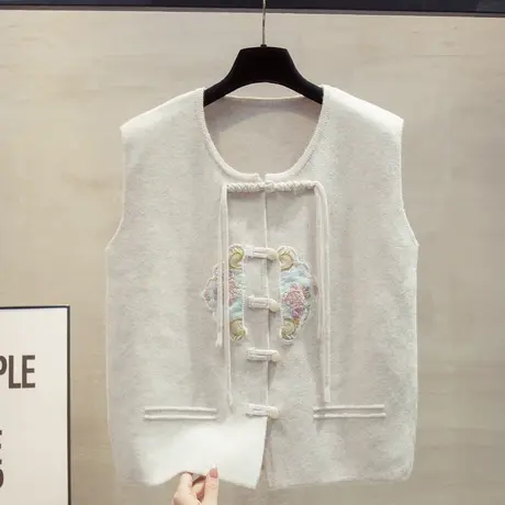 圆领开衫针织马甲背心女2025春秋新款宽松外穿马夹外搭毛衣坎肩潮商品大图