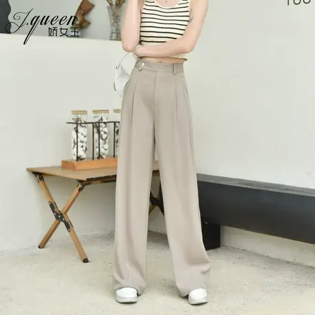 高腰阔腿裤女夏季新款时尚休闲薄款宽松显瘦垂感拖地直筒西装裤子商品大图