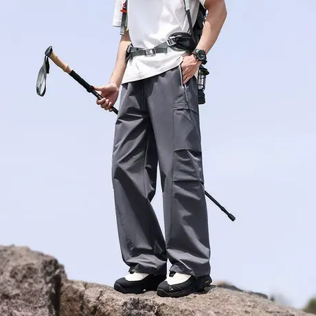 回力户外速干运动裤子男夏季薄款冰丝透气直筒冲锋裤登山休闲长裤图片