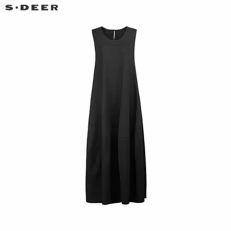 sdeer圣迪奥女装时尚圆领茧型宽松无袖连衣裙S251Z1209商品大图